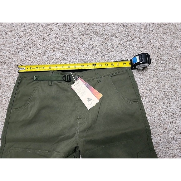 Prana Zion Mens Large Green Cargo Shorts Belted Stretch Hiking Gorpcore $65 NWT - Picture 5 of 14